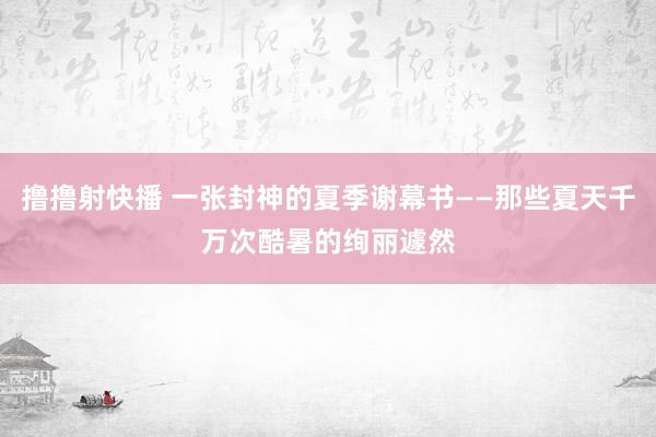 撸撸射快播 一张封神的夏季谢幕书——那些夏天千万次酷暑的绚丽遽然