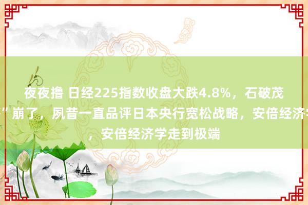 夜夜撸 日经225指数收盘大跌4.8%，石破茂把日股“吓”崩了，夙昔一直品评日本央行宽松战略，安倍经济学走到极端