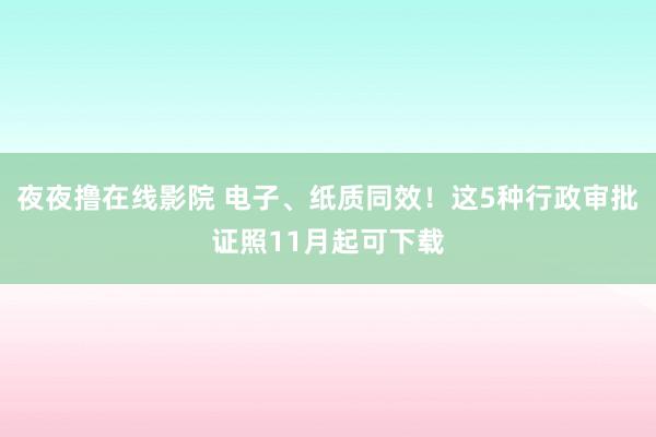 夜夜撸在线影院 电子、纸质同效！这5种行政审批证照11月起可下载