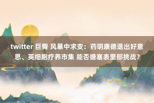 twitter 巨臀 风暴中求变：药明康德退出好意思、英细胞疗养市集 能否搪塞表里部挑战？