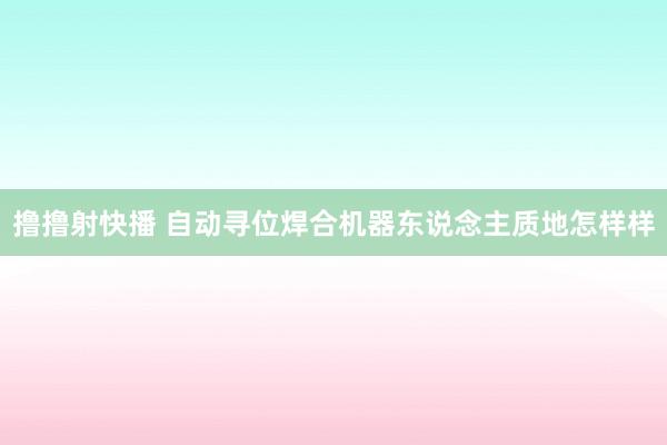 撸撸射快播 自动寻位焊合机器东说念主质地怎样样