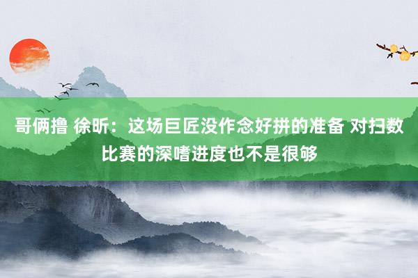 哥俩撸 徐昕：这场巨匠没作念好拼的准备 对扫数比赛的深嗜进度也不是很够