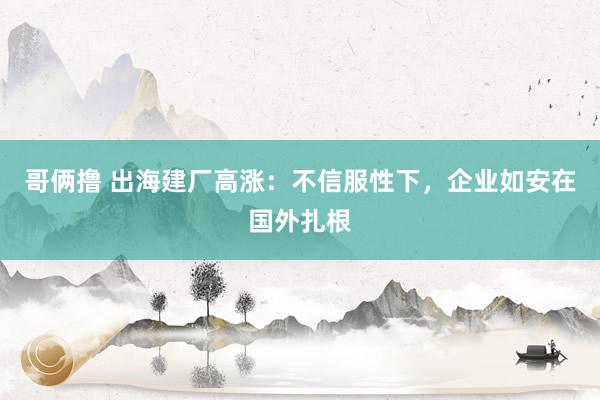 哥俩撸 出海建厂高涨：不信服性下，企业如安在国外扎根