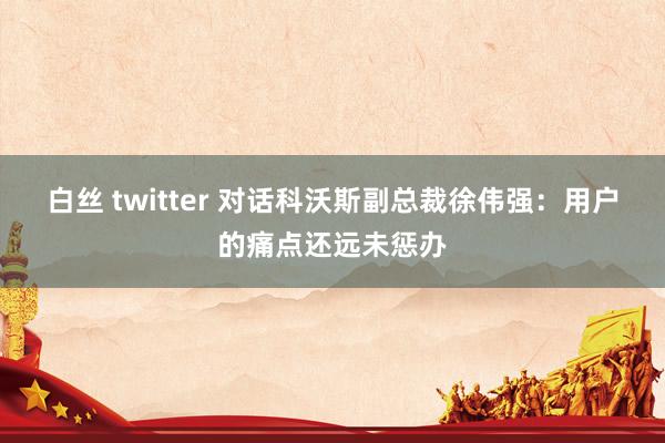 白丝 twitter 对话科沃斯副总裁徐伟强：用户的痛点还远未惩办