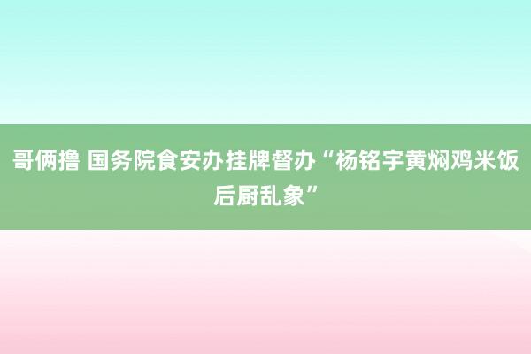 哥俩撸 国务院食安办挂牌督办“杨铭宇黄焖鸡米饭后厨乱象”