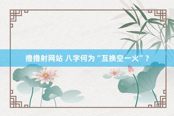 撸撸射网站 八字何为“互换空一火”？