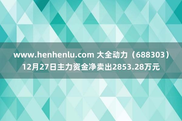 www.henhenlu.com 大全动力（688303）12月27日主力资金净卖出2853.28万元