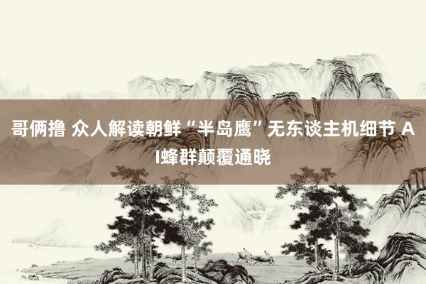 哥俩撸 众人解读朝鲜“半岛鹰”无东谈主机细节 AI蜂群颠覆通晓