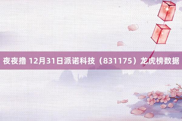 夜夜撸 12月31日派诺科技（831175）龙虎榜数据
