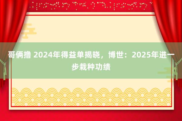 哥俩撸 2024年得益单揭晓，博世：2025年进一步栽种功绩