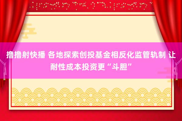 撸撸射快播 各地探索创投基金相反化监管轨制 让耐性成本投资更“斗胆”