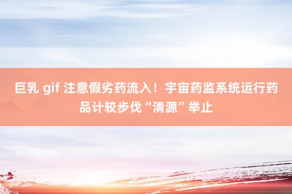巨乳 gif 注意假劣药流入！宇宙药监系统运行药品计较步伐“清源”举止