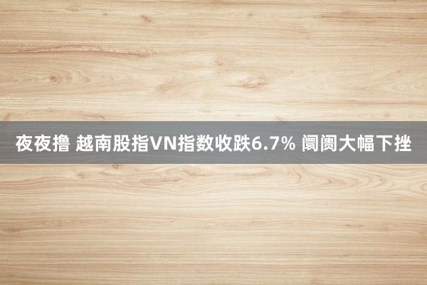 夜夜撸 越南股指VN指数收跌6.7% 阛阓大幅下挫