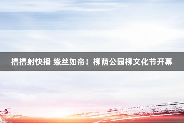 撸撸射快播 绦丝如帘！柳荫公园柳文化节开幕