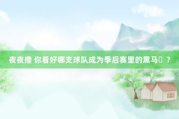 夜夜撸 你看好哪支球队成为季后赛里的黑马♞？
