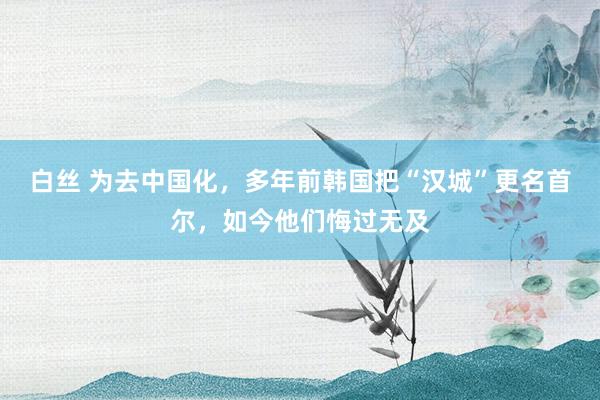 白丝 为去中国化，多年前韩国把“汉城”更名首尔，如今他们悔过无及