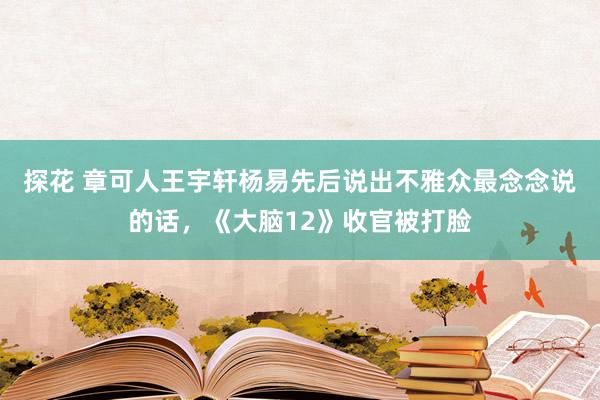 探花 章可人王宇轩杨易先后说出不雅众最念念说的话，《大脑12》收官被打脸