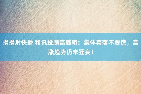 撸撸射快播 和讯投顾高璐明：集体着落不要慌，高涨趋势仍未狂妄！