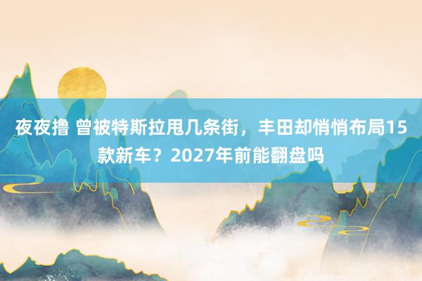 夜夜撸 曾被特斯拉甩几条街，丰田却悄悄布局15款新车？2027年前能翻盘吗