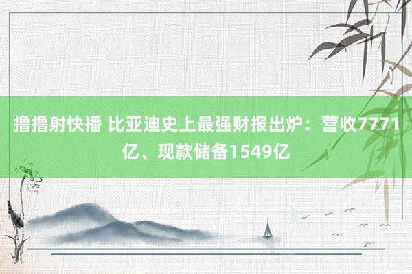 撸撸射快播 比亚迪史上最强财报出炉：营收7771亿、现款储备1549亿