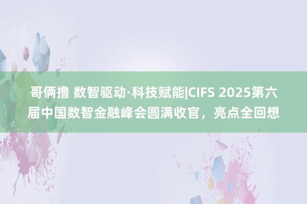 哥俩撸 数智驱动·科技赋能|CIFS 2025第六届中国数智金融峰会圆满收官，亮点全回想