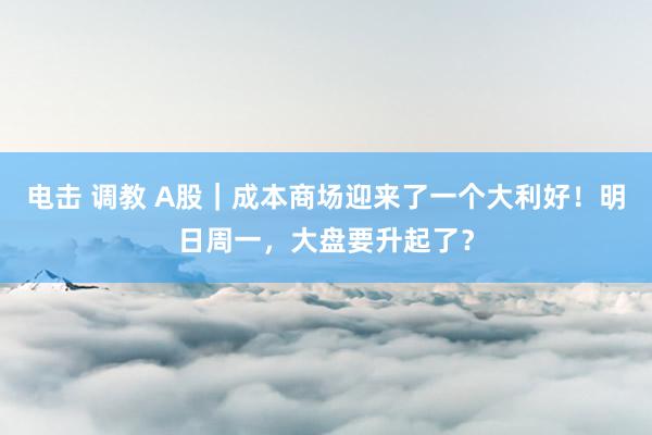 电击 调教 A股｜成本商场迎来了一个大利好！明日周一，大盘要升起了？