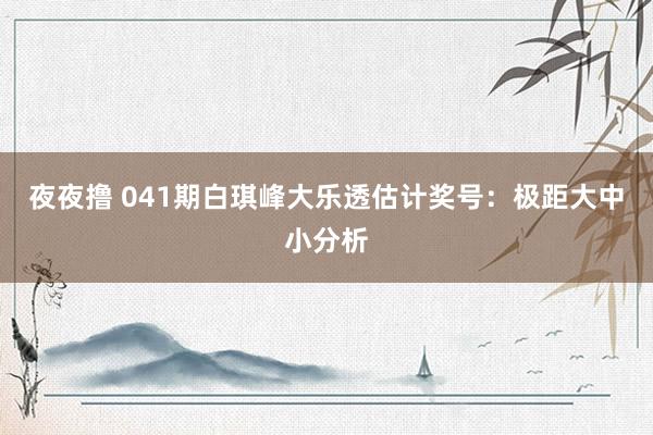 夜夜撸 041期白琪峰大乐透估计奖号：极距大中小分析