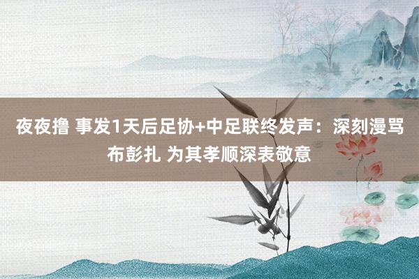 夜夜撸 事发1天后足协+中足联终发声：深刻漫骂布彭扎 为其孝顺深表敬意