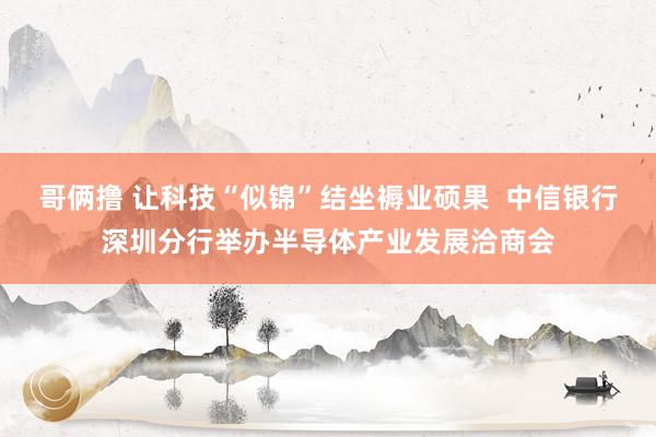 哥俩撸 让科技“似锦”结坐褥业硕果  中信银行深圳分行举办半导体产业发展洽商会