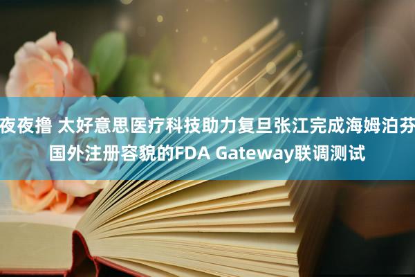 夜夜撸 太好意思医疗科技助力复旦张江完成海姆泊芬国外注册容貌的FDA Gateway联调测试