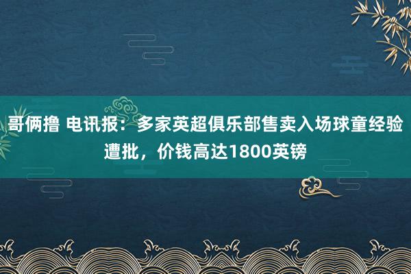 哥俩撸 电讯报：多家英超俱乐部售卖入场球童经验遭批，价钱高达1800英镑