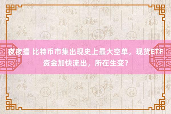 夜夜撸 比特币市集出现史上最大空单，现货ETF资金加快流出，所在生变？