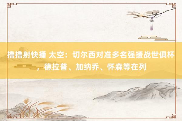 撸撸射快播 太空：切尔西对准多名强援战世俱杯，德拉普、加纳乔、怀森等在列