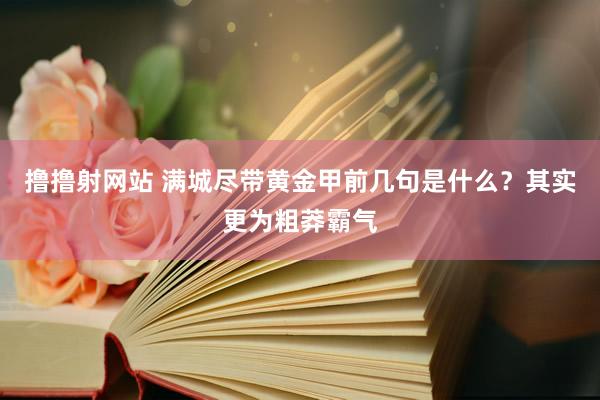 撸撸射网站 满城尽带黄金甲前几句是什么？其实更为粗莽霸气